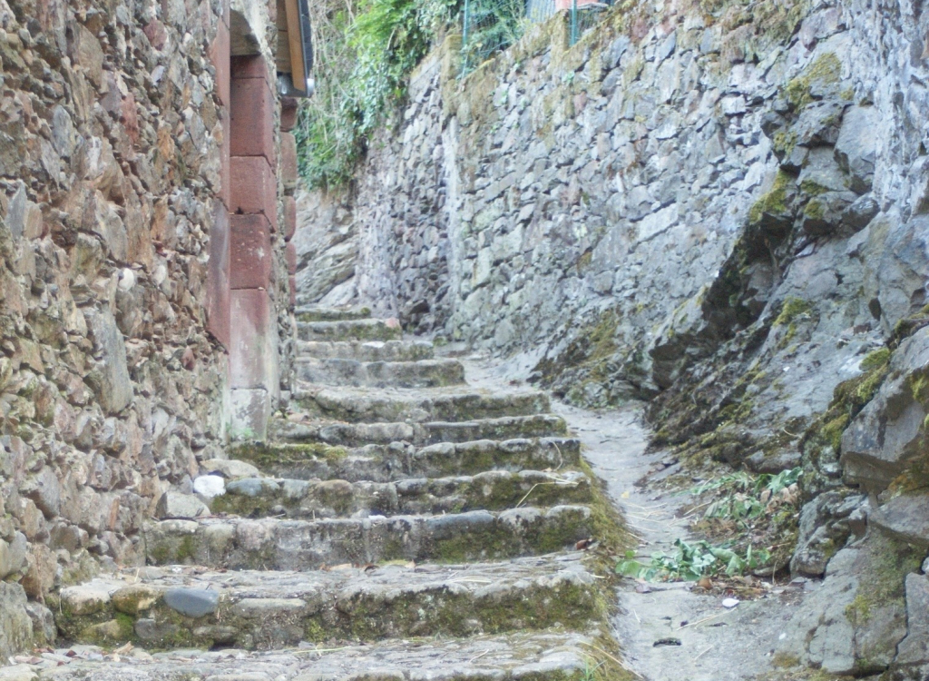 Chemin de la place au pont (actuellement rue de la Vilette). C’était la voie d’accès principale au bourg castral depuis le Lot.