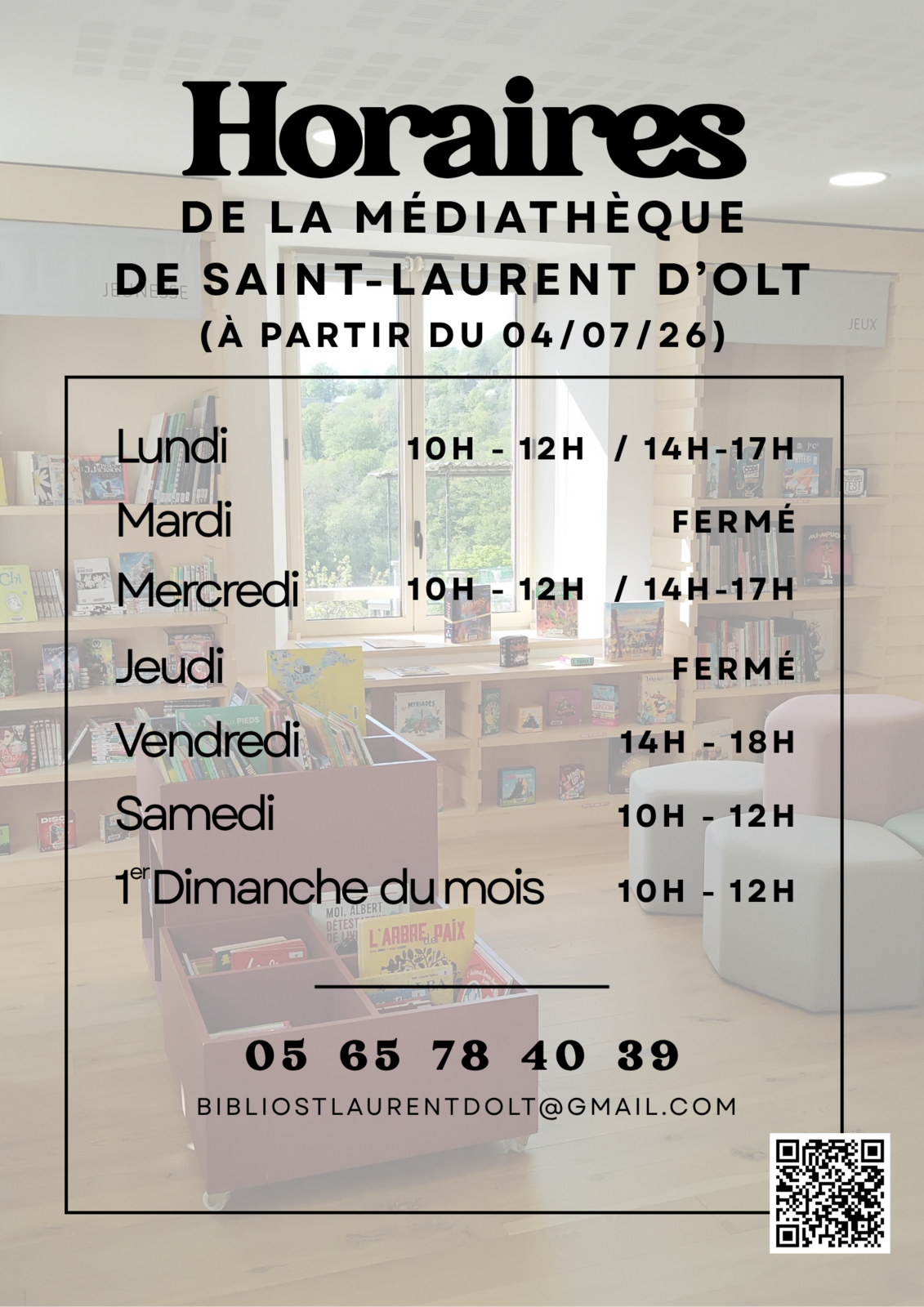 Lire la suite à propos de l’article Nouveaux horaires de la Médiathèque l&rsquo;Hirondelle